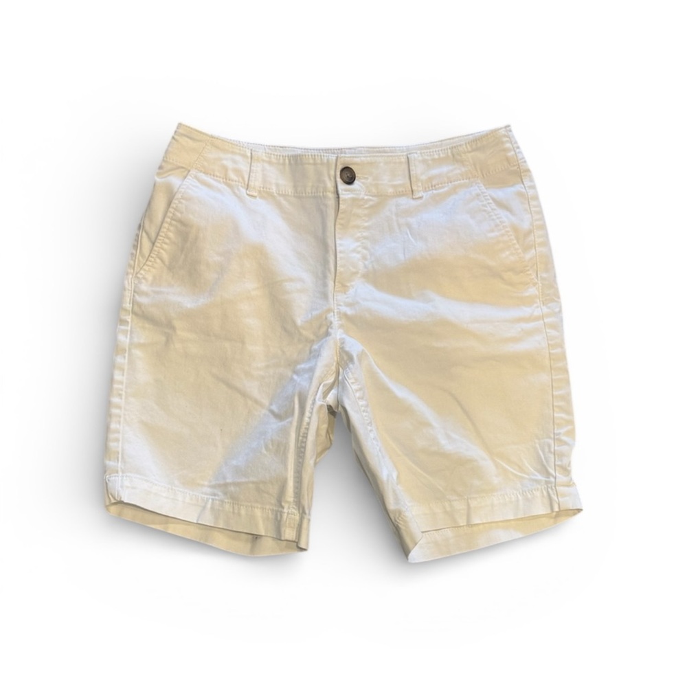 LOFT Outlet Women’s White Curvy Bermuda Cotton Spandex Flat Front Shorts Size 4